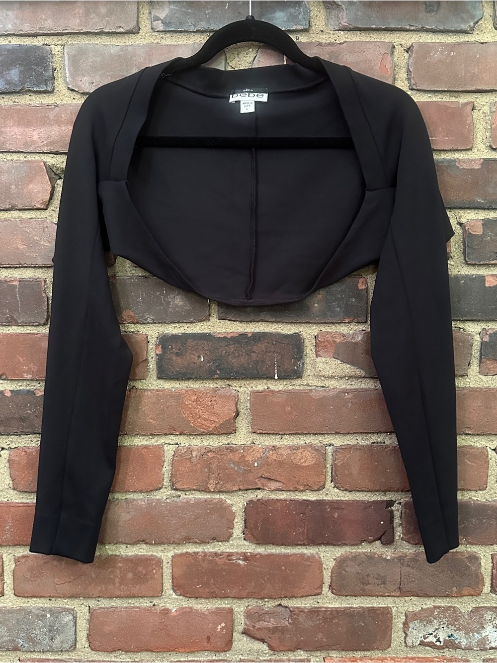 y2k BEBE USA crop 3/4 sleeve black shrug size large